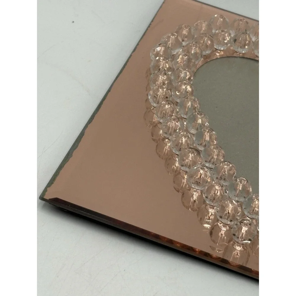 Nanette Lepore Rose Gold Mirrored Heart‎ Frame Clear Beads Valentine Decor